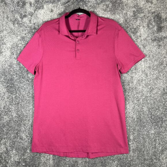 Lululemon Polo Shirt Mens Large Pink Performance Golf Athletic Stretch LM3EN05 - Picture 1 of 8